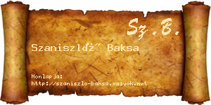 Szaniszló Baksa névjegykártya